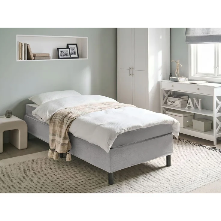 Bett ohne Kopfteil Stoff COUNTESS 90x200 cm Hellgrau – Bild 3