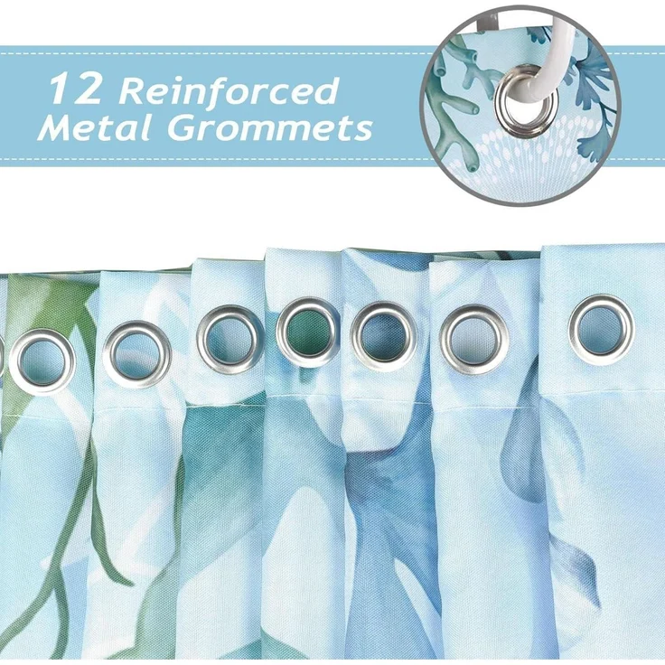 Duschvorhang Qualle Blau Ozean Meeresschildkröte 180x180 Anti-Schimmel Polyester – Bild 4
