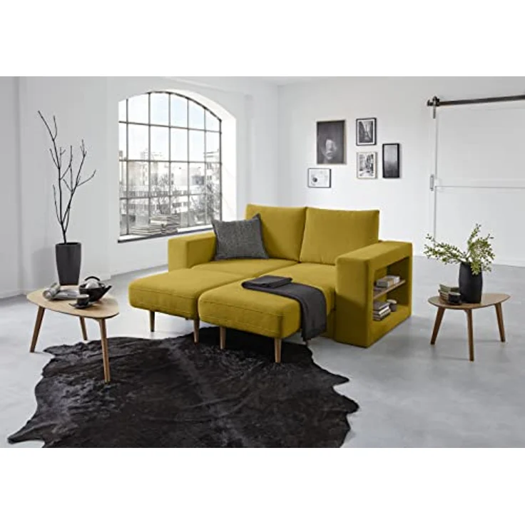 LOOKS by Wolfgang Joop Looks V-2 Designer Sofa mit Hockern und Regal, 2 Sitzer Couch, Funktionssofa, gelb, Sitzbreite 160 cm – Bild 6