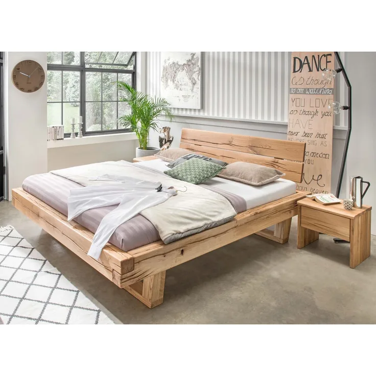MSZ Design Balkenbett UNIKA Massivholzbett Eiche geölt 180 x 200 cm Natur