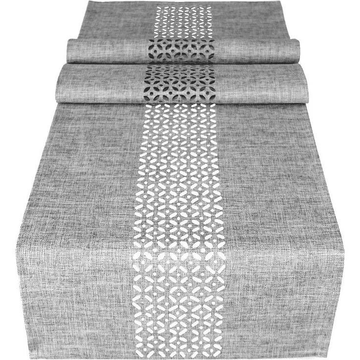 matches21 HOME & HOBBY Tischdecke Tischläufer Durchbrochene Ornamente grau 40x140 cm (1-tlg) – Bild 1