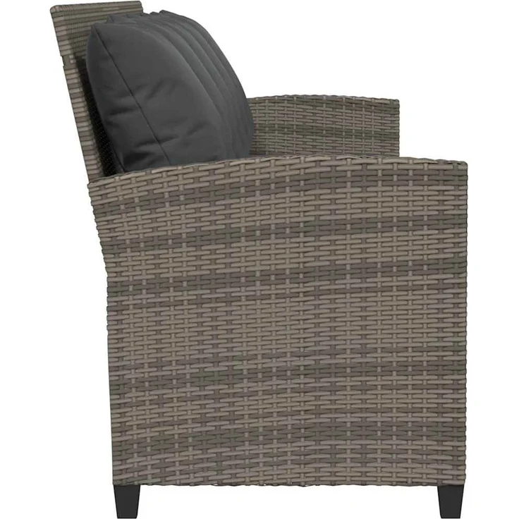 vidaXL Gartensofa 5-Sitzer mit Kissen Grau Poly Rattan 4104114 – Bild 4