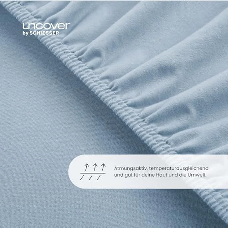 Uncover by Schiesser Spannbettlaken New Jersey - Edeljersey - 150 x 200 cm - Hellblau – Bild 5