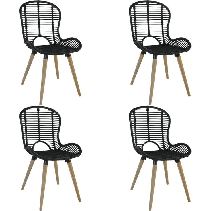vidaXL Esszimmerstühle 4 Stk. Schwarz Natur Rattan 246808