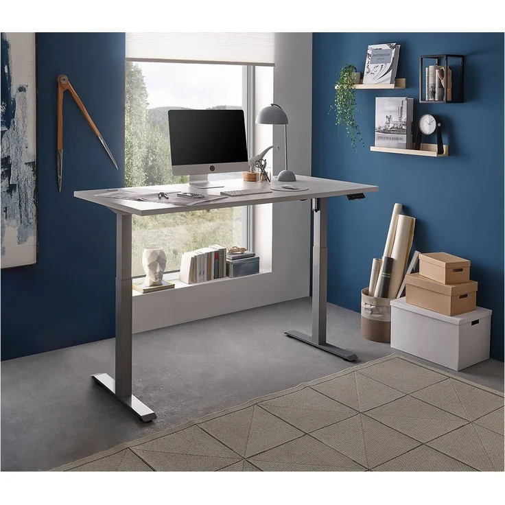 Schreibtisch Pronto, Holzwerkstoff, Kunststoff, Stahl, Silber, Grau – Bild 10