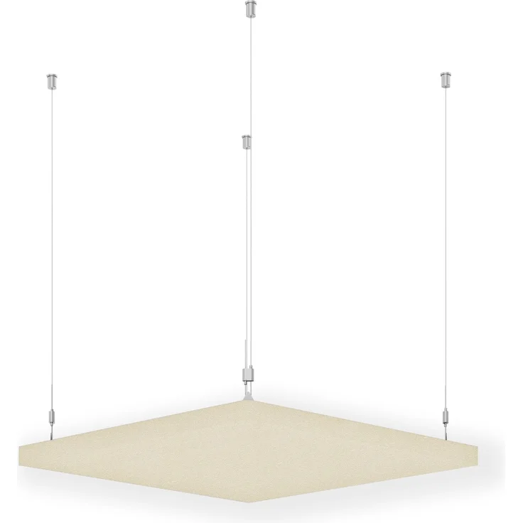 Rheinland Möbel FocusWall DAQ0606 – Quadratischer Akustik-Deckenabsorber 60×60 cm in Stofffarbe Oyster inkl. Chrom-Stahlseilen - Made in Germany - Klasse A, Stoffbezug, schwer entflammbar – Bild 1