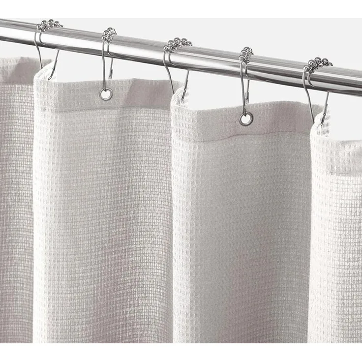 mDesign Luxus Duschvorhang Badewannenvorhang Waffelmuster Polyester Hellgrau