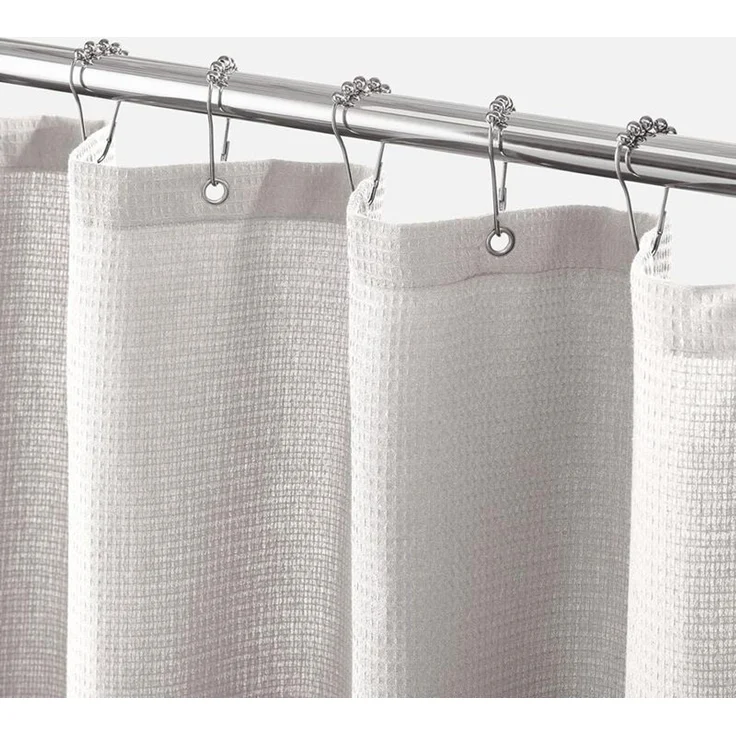 mDesign Luxus Duschvorhang Badewannenvorhang Waffelmuster Polyester Hellgrau – Bild 1