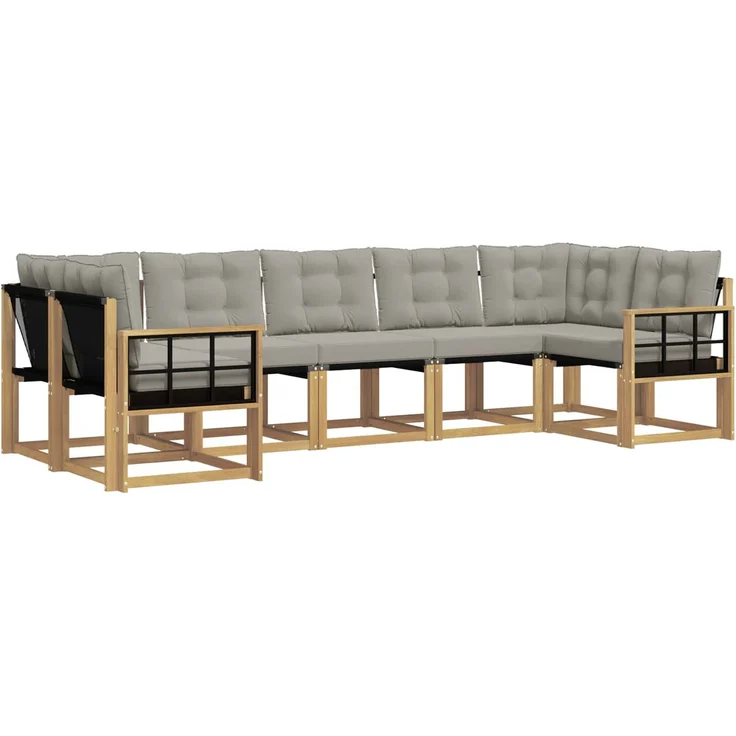 vidaXL Outdoor-Sofagarnitur 7 stk. 7-Sitzer Weiß und Hellgrau 3389841 – Bild 2