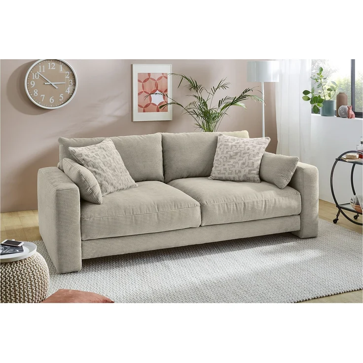Big Sofa Malta / Miley, Polyester, Stoff, Beige, Grau, 241 x 91 x 122 cm – Bild 2