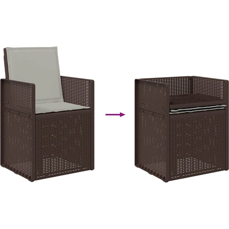 vidaXL Garten Esszimmerstühle 2 pcs Braun und Hellgrau PP 899996 – Bild 9