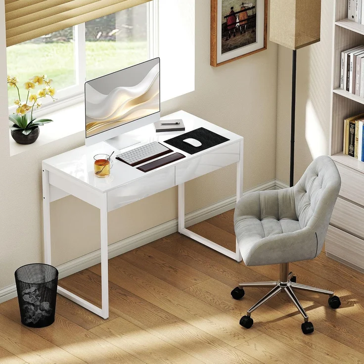 HOMCOM Schreibtisch, Stahl, MDF, Weiß, 100 x 50 x 75 cm – Bild 8