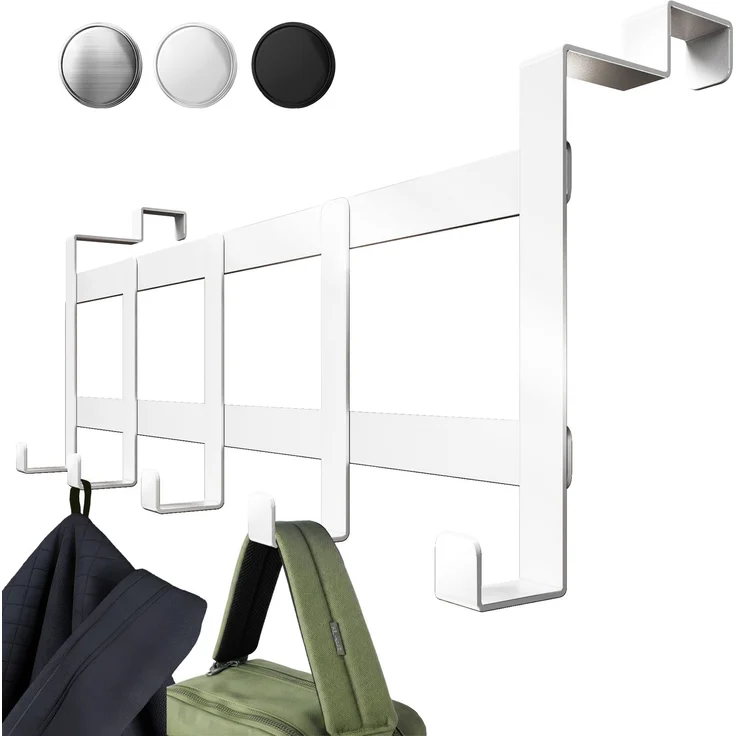 Aurelia Home Türgarderobe zum Einhängen, 5 Haken, Edelstahl, Weiß – Falztüren innen, bis 15 kg – Bild 1