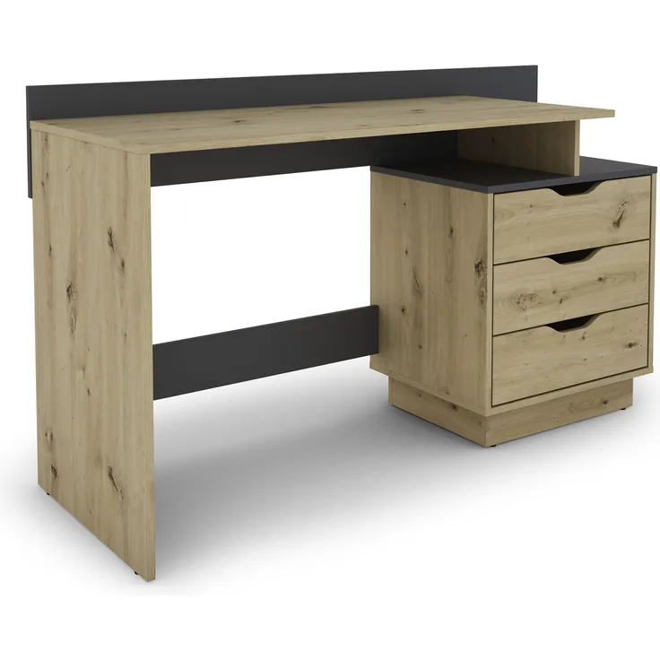 byLIVING Schreibtisch BELFAST / Rechts oder Links montierbar / 3 Schubkästen / Artisan Eiche - Anthrazit / Bürotisch / Schreibtisch / B 138, H 83,5, T 51,5 cm
