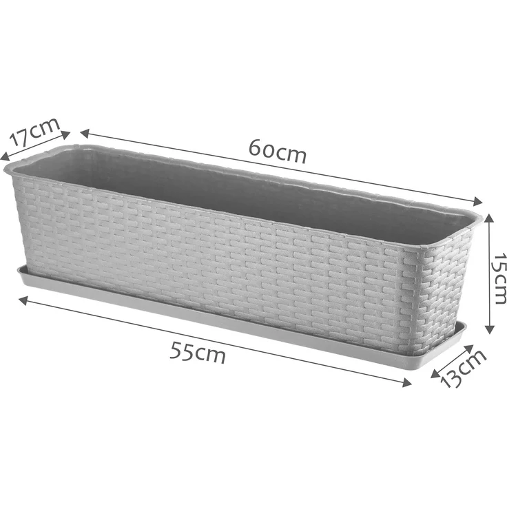 KADAX Balkon-Blumentopf, grauer Blumentopfboden, 60 cm – Bild 2