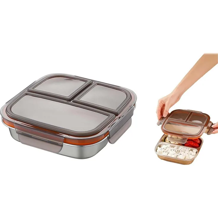 Zyronn Lunchbox Snackbox mit Fächern Edelstahl, Wiederverwendbare Snackdose für Kinder