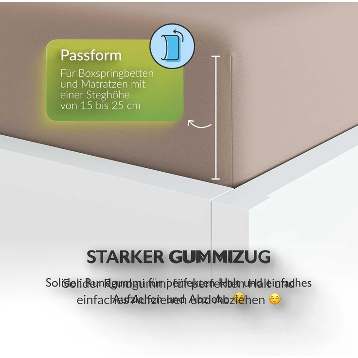 etérea Comfort Jersey Spannbettlaken Taupe 200x200 cm - 200x220 cm – Bild 4