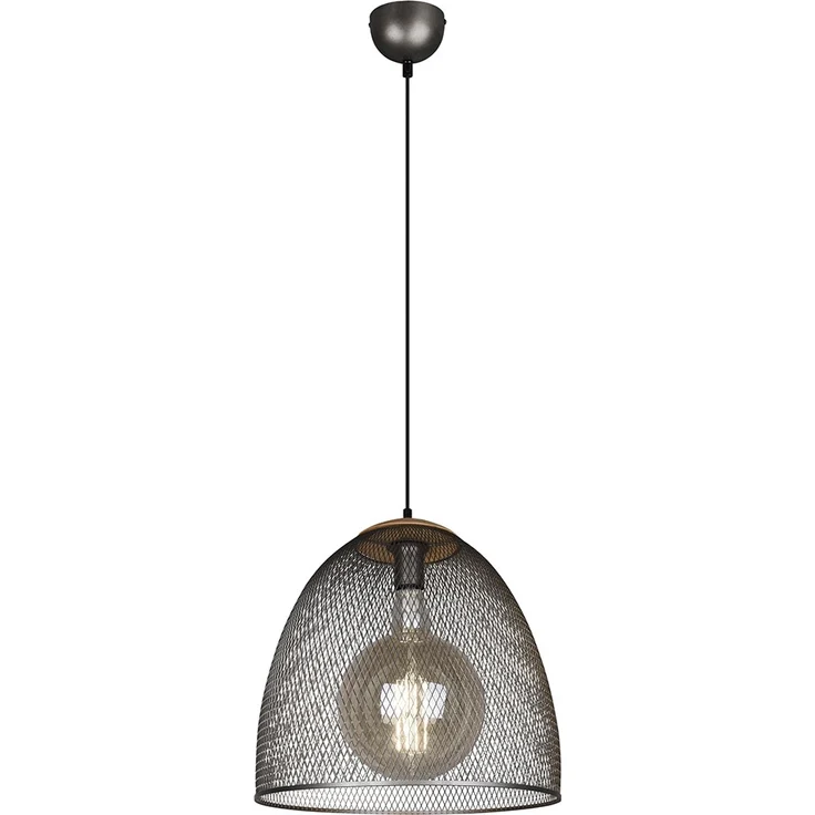 Pendelleuchte, Gitteroptik, Holz, silber, H 150 cm – Bild 6
