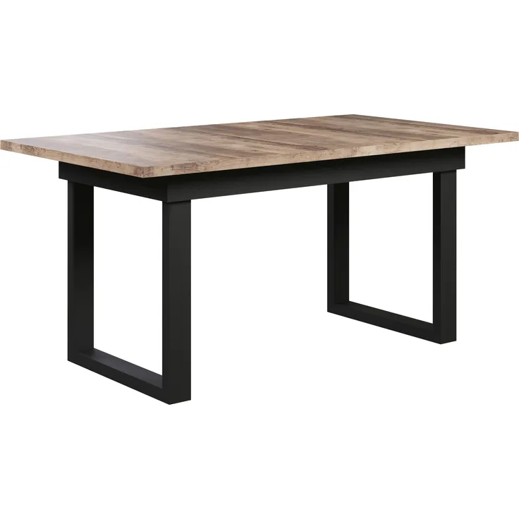 trendteam smart living - Universal - Esstisch - Schwarz/Eiche Tabak - ausziehbarer Küchentisch mit Metallfüßen - (BxHxT) 160-200 x 76 x 80 cm - Tisch geeignet für Küche, ESS- oder Wohnzimmer