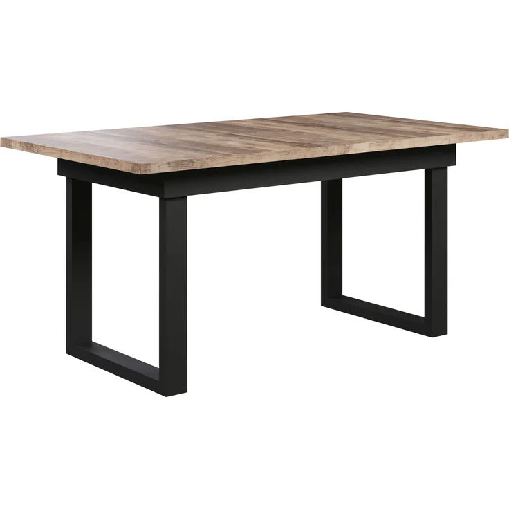 trendteam smart living - Universal - Esstisch - Schwarz/Eiche Tabak - ausziehbarer Küchentisch mit Metallfüßen - (BxHxT) 160-200 x 76 x 80 cm - Tisch geeignet für Küche, ESS- oder Wohnzimmer – Bild 1