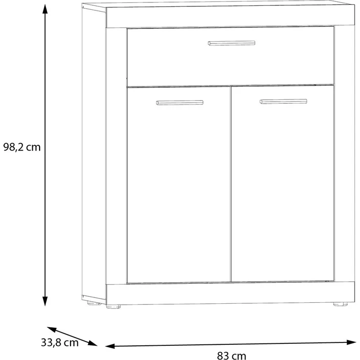 Schuhkommode >BACCIO< 2 Türen, 1 Schub, Weiss/ Artisan Eiche Dekor - 83x98,2x33,8cm (BxHxT) – Bild 7