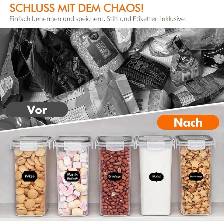 Zedelmaier Vorratsdose Vorratsdosen mit Deckel, Vorratsbehälter Set, Aufbewahrungsbox Küche, (Set, 9-tlg), BPA Frei, Luftdicht, Vorratsdosen für trockenen Lebensmittel – Bild 3