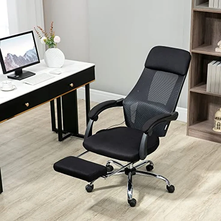 Vinsetto Bürostuhl mit Massagefunktion und Liegefunktion, ergonomischer Gaming Stuhl mit USB-Schnittstelle und atmungsaktivem Netzgewebe – Bild 9