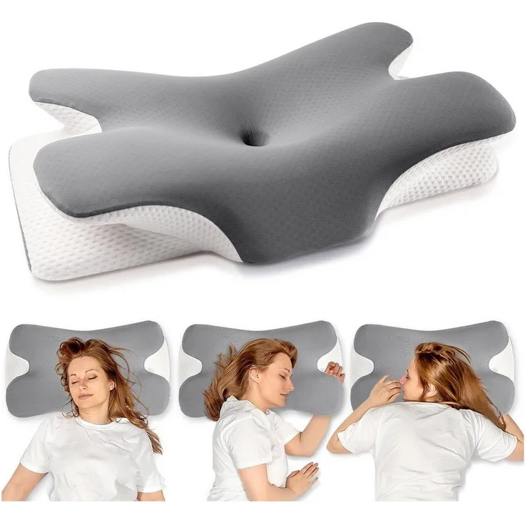 MULISOFT Nackenstützkissen Seitenschläferkissen,Orthopädisches Kissen, Füllung: Memory Foam, Rückenschläfer, Seitenschläfer, Bauchschläfer, kopfkissen nackenschmerzen, Nackenstutzkissen-Set,atmungsaktives Eis-Seidenmaterial,Kissen, Waschbar, Antischnar...