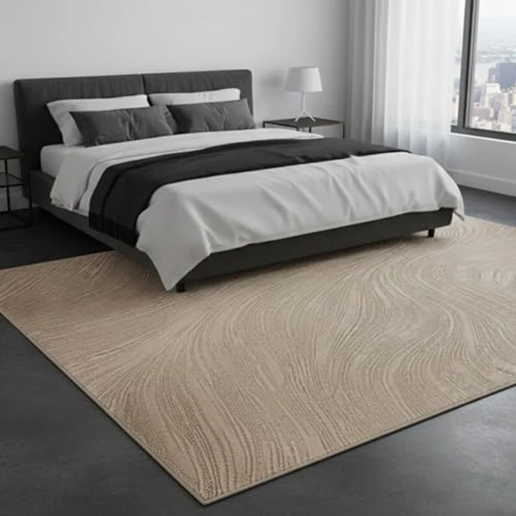 Vimoda Teppich Boho Design Unifarbe Hoch-Tief-Effekt, Rechteckig, Höhe: 6 mm, Teppich 3D Hoch-Tief-Effekt Modern für Esszimmer, Flur & Schlafzimmer – Bild 3