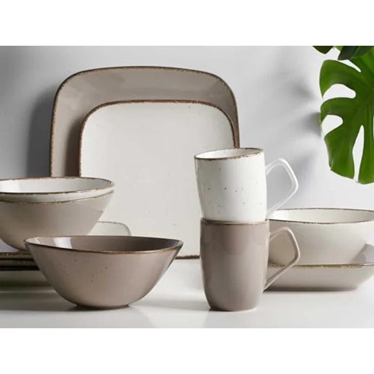 Presotto Speiseteller, Grau, Keramik, Ø 27 cm, 3er Set, spülmaschinenfest, Vintage-Look mit Farbkanten und Sprenkeln – Bild 3
