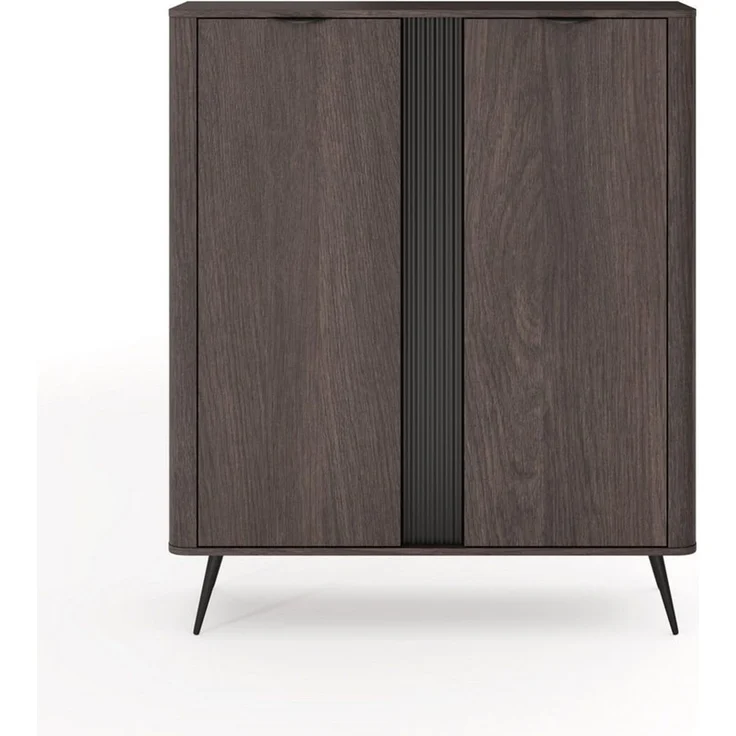 MOEBLO Kommode LARON 2D (Eiche Dunin mit 2 Türen, modernes Industrial & Japandi Design, Metallgriffe & Füße, geriffelte Zierleiste, elegantes Stauraummöbe, Sideboard Wohnzimmer Kommode Schlafzimmer Komodenschrank Highboard), (BxHxT): 113,2 x 134,2 x 38 cm – Bild 3