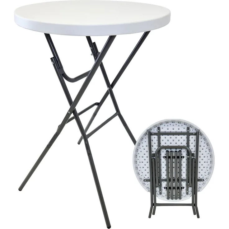 Stehtisch klappbar Ø 80 cm Tischplatte Höhe 110 cm Stahlgestell Partytisch Bistrotisch in weiß