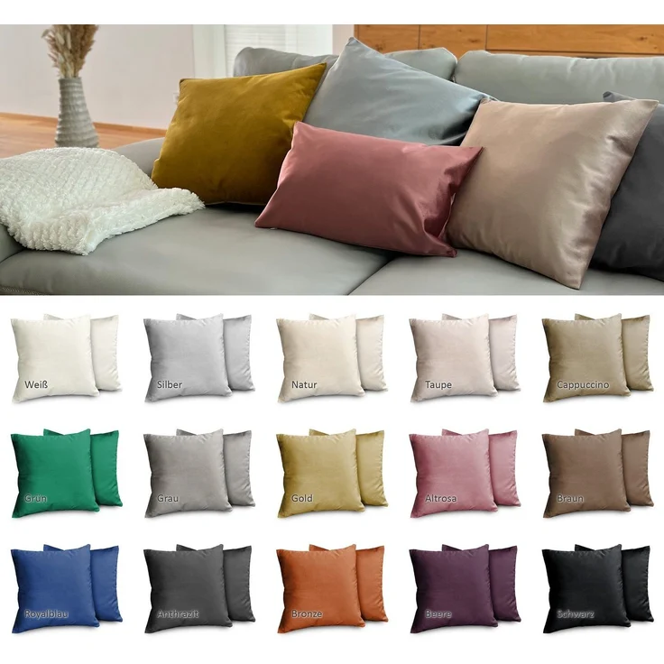 Beautex Kissenhüllen Samt Kissenhüllen 2er Set, Premium Kissenbezug, Sofa- und Dekokissen, (2 Stück) – Bild 3