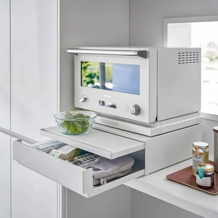 Yamazaki Küchenregal Tower Ausziehtablett und Schublade für die Arbeitsplatte Metall, platzsparend, für mehr Stauraum in der kleinen Küche – Bild 1