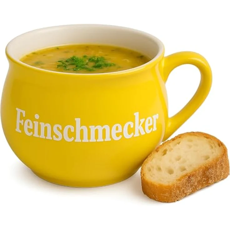BURI Suppentassen 8er-Set aus Keramik | Bunte Henkel-Schüsseln mit Sprüchen | 400 ml | Spülmaschinenfest & mikrowellengeeignet | Mediterraner Stil – Bild 4