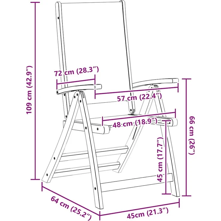 vidaXL Gartenstühle 4 Stk. Klappbar Massivholz Akazie und Textilene 3279241 – Bild 12