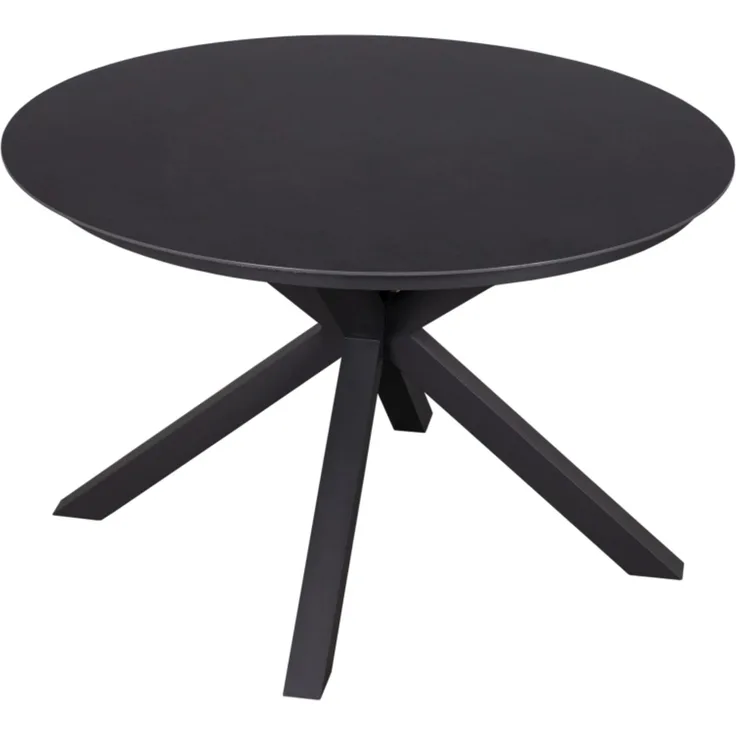 MR. DEKO Gartentisch rund Malaga 120cm Keramik Aluminium Anthrazit, wetterfest & kratzfest (Mit X-Gestell & Keramik-Tischplatte – stilvoller Esstisch für Outdoor, 1-St), Wetterfest & modern – Tisch Höhe anpassbar, pflegeleicht