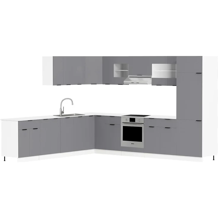 VCM Küchenmöbel Herdumbauschrank & Ofenschrank Fasola 919315 Weiß / Anthrazit H. 82 x B. 60 x T. 46 cm – Bild 3