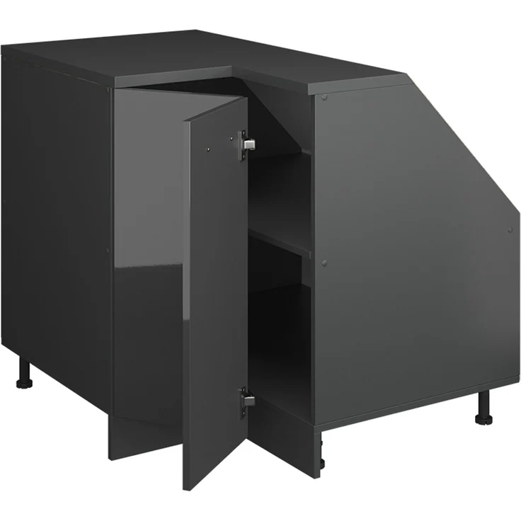 Eck-Küchenschrank für Dachschrägen R-Line Anthrazit Hochglanz 75.6 cm mit 1 Tür, Schrankkorpus 60 cm Tiefe Vicco – Bild 3