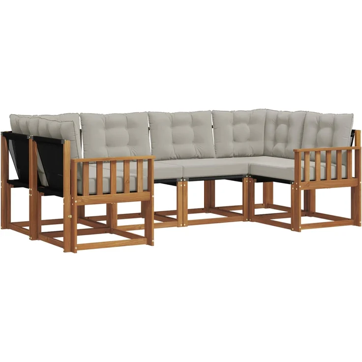 vidaXL Outdoor-Sofagarnitur 6 stk. 6-Sitzer Natur und Hellgrau 3368998 – Bild 2