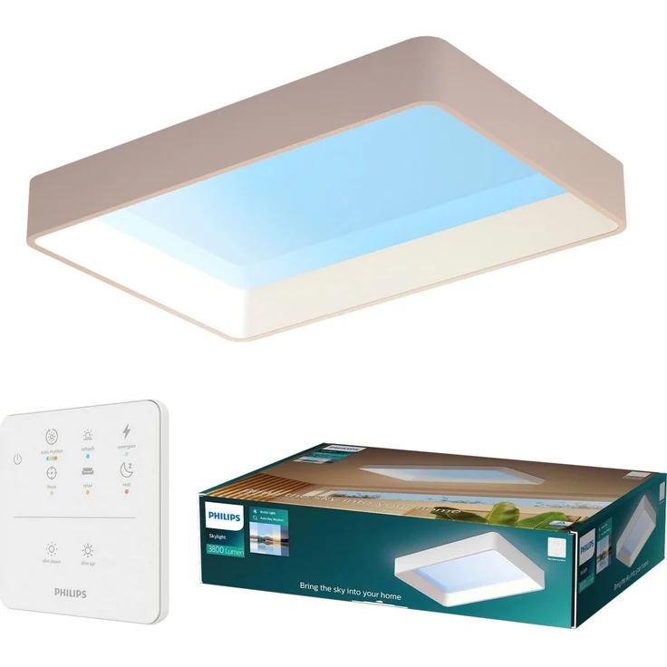 Philips LED Deckenleuchte Skylight LED Panel mit Tageslichtsimulation, IP44, Abschaltautomatik, CCT - über Fernbedienung, Dimmfunktion, Ein-/Ausschalter, Farbsteuerung, Farbwechsel, Fernbedienung, Infrarot inkl, Memoryfunktion, Softlichtstart, dimmbar ... – Bild 1
