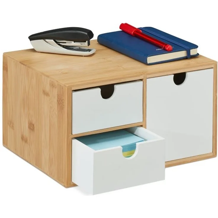 Schubladenbox Bambus & MDF 3 Fächer 10039330 – Bild 1