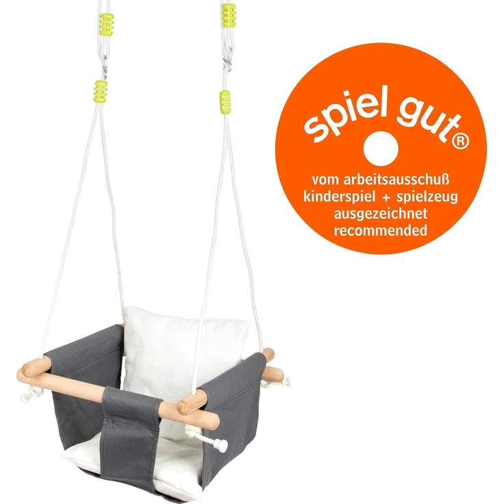 small foot 11584 Babyschaukel Komfort aus Holz und Stoff, mit längenverstellbaren Seilen, für Draußen & Drinnen geeignet – Bild 3