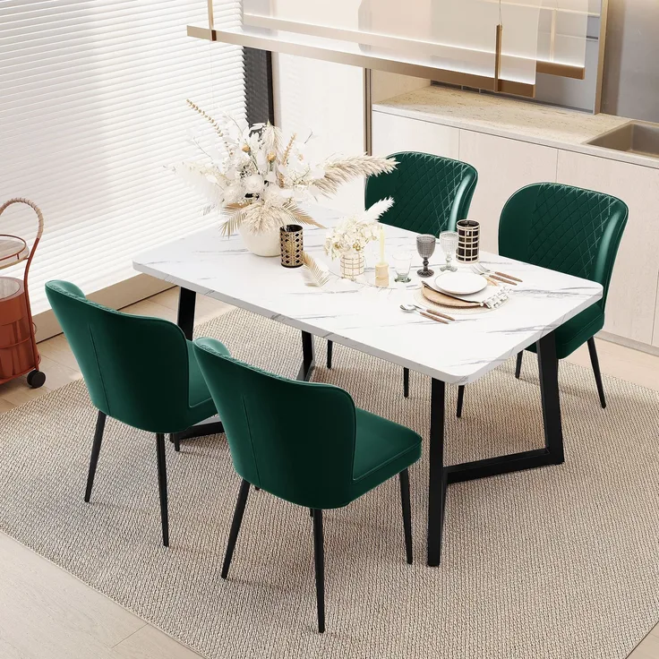 4er Set Stuhl Vielseitig Metallgestell Hochverdichtete Polsterung Moderner Design Für Esszimmer Küche Home Office