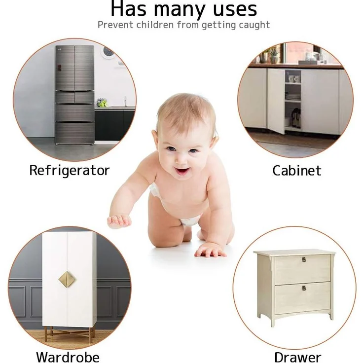 Surplex 10er Pack Kindersicherung Schrank Schloss, Baby Sicherheit unsichtbare Schranksicherung für Schubladen und Schranktüren, Montage ohne Bohren und Schrauben (weiß) – Bild 5