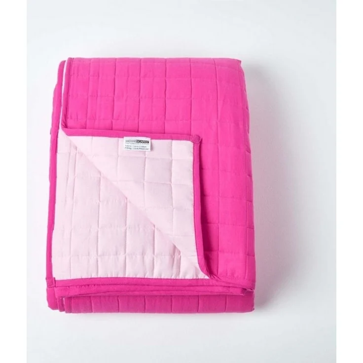 Plaid Gesteppte Tagesdecke aus 100% Baumwolle, pink/rosa, 150 x 200 cm, Homescapes – Bild 4