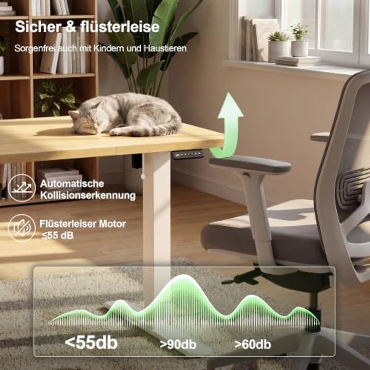 JUMMICO 180x80cm Höhenverstellbarer Schreibtisch, USB-Anschluss, 2 Höhen Memory-Funktion, Anti-Kollisions, Erinnerungsfunktion – Bild 7