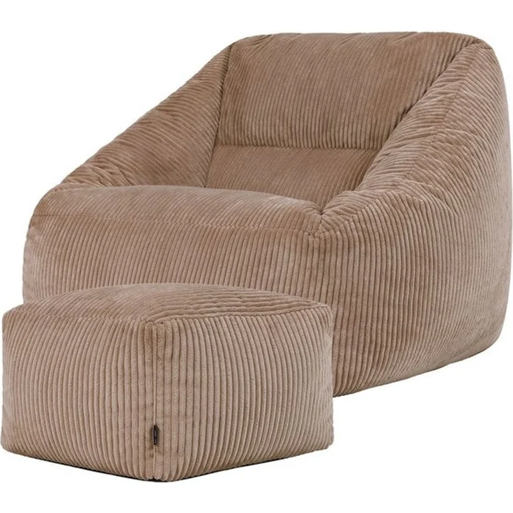 Icon Natalia Sitzsack Sessel mit Hocker für Erwachsene, Mokkabraun, Flauschiger Cord Stoff, Riesen Sitzsack Cord mit Füllung, Bean Bag Chair, Bequemer Sessel Wohnzimmer, Lounge, Schlafzimmer, Büro – Bild 4