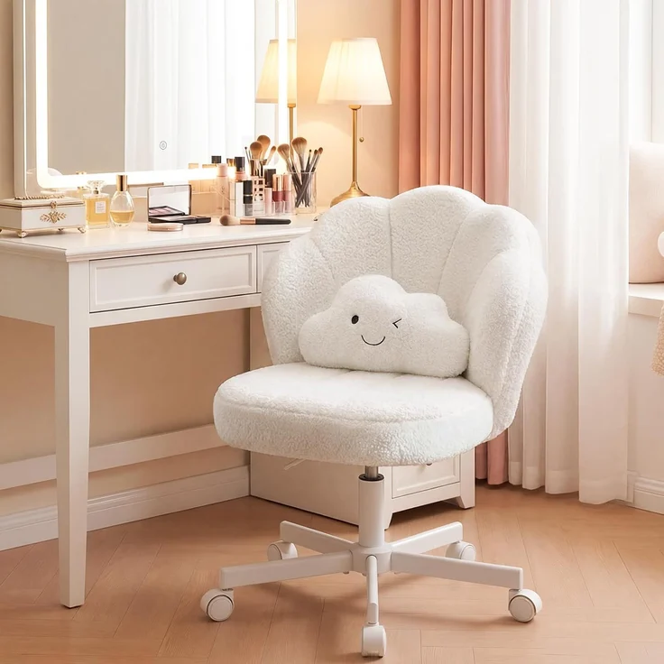 COMHOMA Bürostuhl Schminkstuhl Homeoffice Stuhl, Schreibtischstuhl Drehstuhl mit Rrollen, höhenverstellbar,für Schminktisch,Arbeitszimmer, Schlafzimmer,150kg – Bild 1