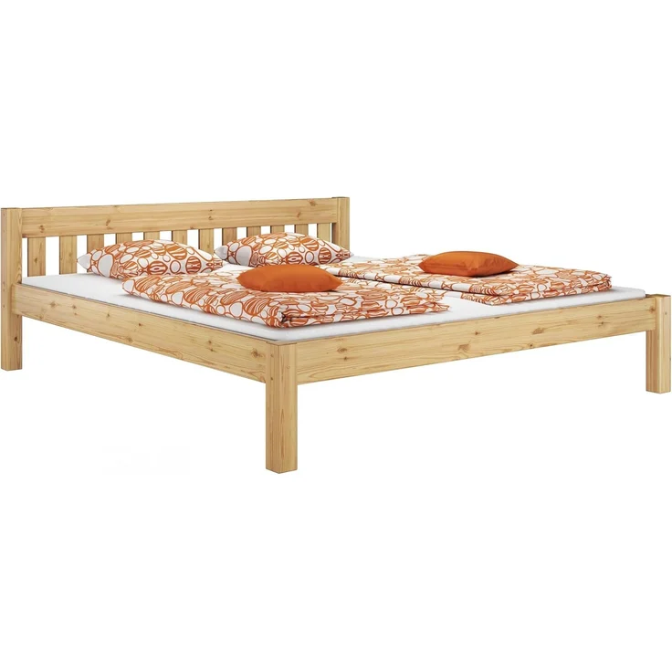 ERST-HOLZ Bett Ehebett Landhaus Kiefer Massivholz 180x200 mit Rost, Kieferfarblos lackiert – Bild 3